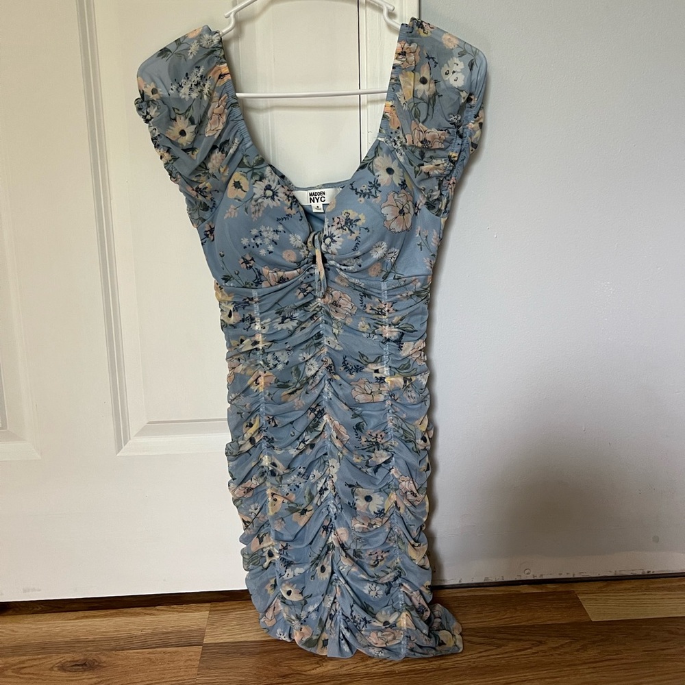 NYC Blue Sleeveless Bodycon Midi Dress